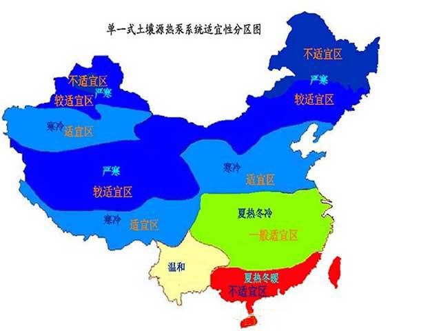中国适合安装地源热泵的地域有哪些？